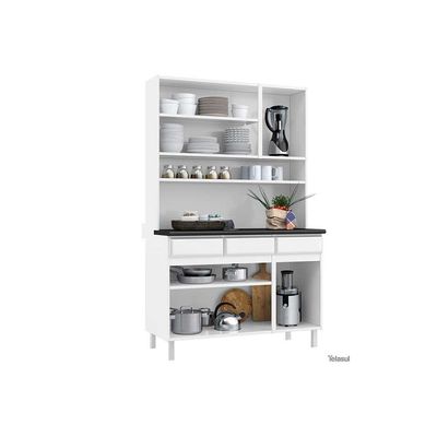 Cozinha Compacta Star New c/ 6 Portas (3 c/ Vidro) e 3 Gavetas Branco - Telasul