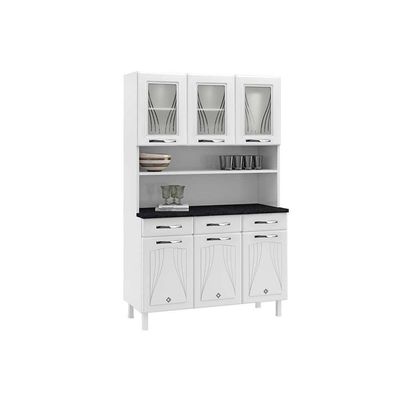 Cozinha Compacta Star New c/ 6 Portas (3 c/ Vidro) e 3 Gavetas Branco - Telasul