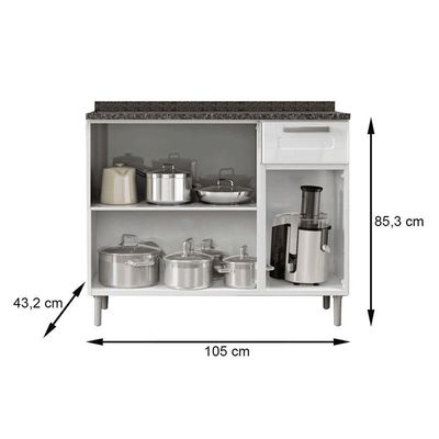 Cozinha Completa Múltipla 4 Peças (2 Armários + 1 Balcão + 1 Paneleiro) C4P74 Branco - Bertolini