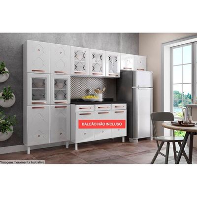 Cozinha Compacta Mirage New 3 Peças (2 Armários + 1 Paneleiro) CPT113 Branco - Telasul