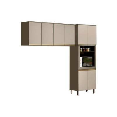 Cozinha Compacta Connect 3 Peças (2 Armários + 1 Paneleiro) CPT19 Duna/Cristal - Henn