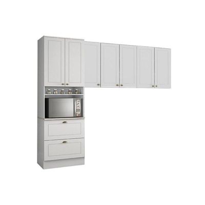 Cozinha Compacta Americana 3 Peças (2 Armários + 1 Paneleiro) CPT08 Branco - Henn