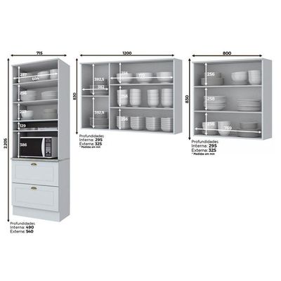 Cozinha Compacta Americana 3 Peças (2 Armários + 1 Paneleiro) CPT08 Branco - Henn