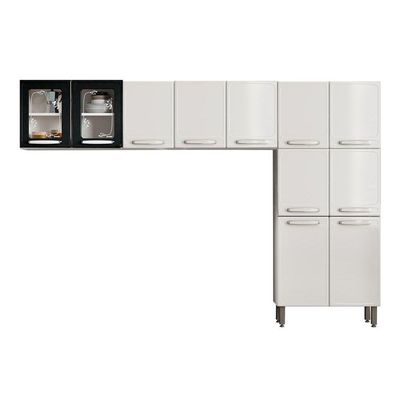 Cozinha Compacta Evidence 3 Peças (2 Armários + 1 Paneleiro) CPT51 Branco/Preto - Bertolini