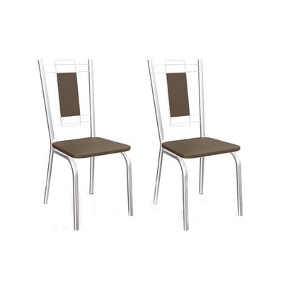 Cadeira de Cozinha Florença 2C005 Kit 2 Un Cromado/Courano Marrom - Kappesberg