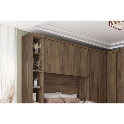 Módulo de Quarto Casal Armário Ponte Aéreo  Rizon c/ 4 Portas Branco - Novo Horizonte
