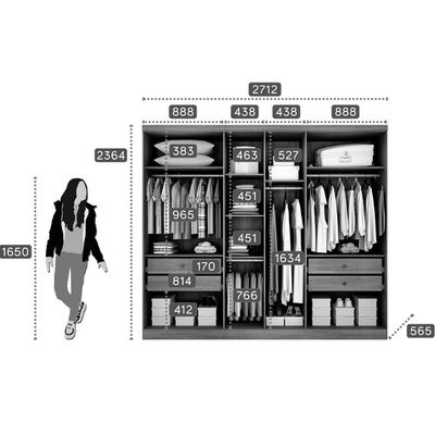 Guarda Roupas 3 Portas de Correr    e 4 Gavetas Diamond Plus Branco - Novo Horizonte