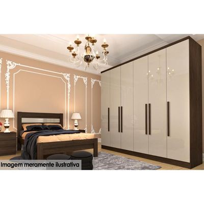 Guarda Roupa Casal Veneza c/ 6 Portas e 4 Gavetas Cinamomo - Tcil Móveis