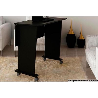 Mesa Multiuso Juvenil Dobrável ME4117 c/ Rodízios Preto - Tecno Mobili