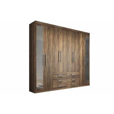 Guarda Roupa Casal 8 Portas e 6 Gavetas c/ Espelho Master 8.6 Branco - Santos Andirá