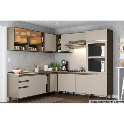 Gabinete de Cozinha Modulado Balcão Connect 1 Porta c/ Tampo Duna/Cristal - Henn