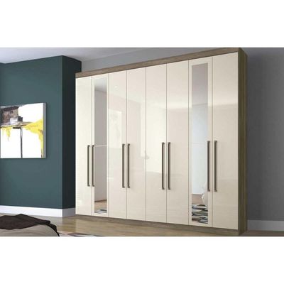 Guarda Roupa Casal 8 Portas e 4 Gavetas c/ Espelho Master Vip 8.4 Branco - Santos Andirá