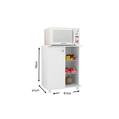 Balcão Multiuso Cozinha  Fruteira BF-3205 c/ 1 Porta e 2 Cestos Branco - Tecno Mobili