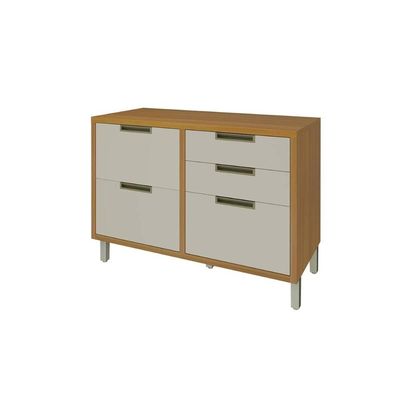 Balcão de Cozinha Modulado  Imperatriz 1 Porta e 4 Gavetas c/ Tampo Freijo/Off White - Nesher