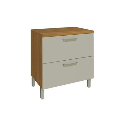 Balcão de Cozinha Modulado  Princesa 1 Porta e 1 Gaveta c/ Tampo Freijo/Off White - Nesher