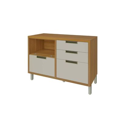 Balcão de Cozinha Modulado  Imperatriz 1 Porta e 4 Gavetas c/ Tampo Freijo/Off White - Nesher