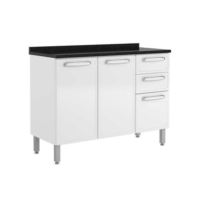 Balcão de Cozinha Modulado  Evidence 7124 3 Portas e 2 Gavetas c/Tampo Branco - Bertolini