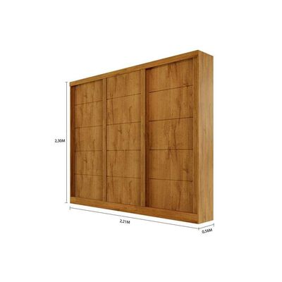 Guarda Roupa Casal 3 Portas de Correr e 4 Gavetas Capri Avelã - Bianchi