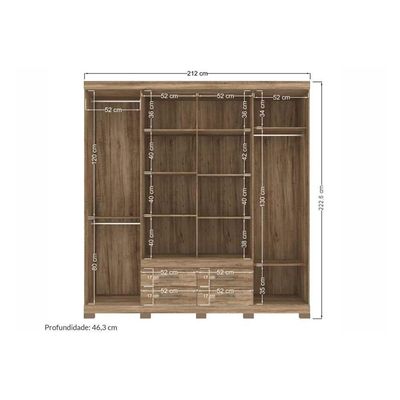 Guarda Roupa 8 Portas e 4 Gavetas c/ Pés Nápoles Branco - Santos Andirá