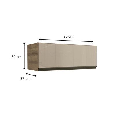 Armário Aéreo p/ Cozinha Maxxi G770 1 Porta Basculante c/ Vidro 80cm Nogal - Kappesberg