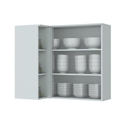 Armário Aéreo p/ Cozinha Canto Reto Americana c/ 1 Porta 83cm Branco - Henn