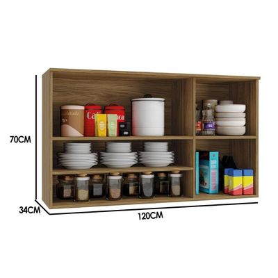 Armário Aéreo p/ Cozinha Botanic M635 2 Portas c/ Tela 120cm Nogueira - Kappesberg