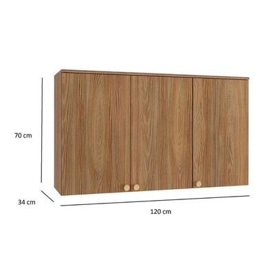 Armário Aéreo p/ Cozinha Botanic M634 c/ 3 Portas 120cm Nogueira - Kappesberg