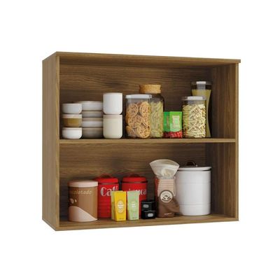 Armário Aéreo p/ Cozinha Botanic M633 2 Portas c/ Tela 80cm Nogueira - Kappesberg