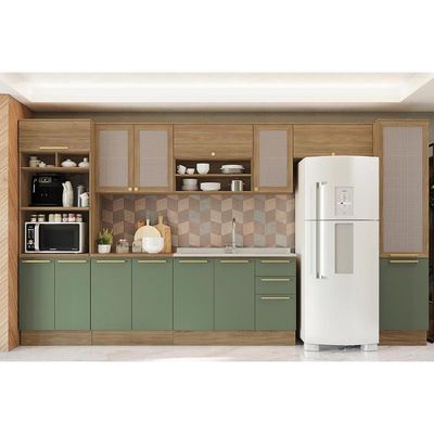 Armário Aéreo p/ Cozinha Botanic M635 2 Portas c/ Tela 120cm Nogueira - Kappesberg