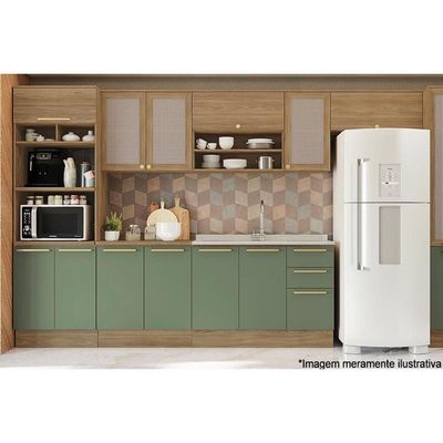 Armário Aéreo p/ Cozinha Botanic M633 2 Portas c/ Tela 80cm Nogueira - Kappesberg