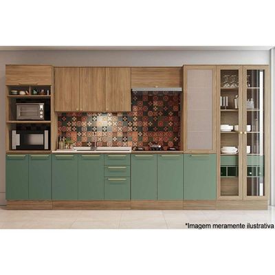 Armário Aéreo p/ Cozinha Botanic M634 c/ 3 Portas 120cm Nogueira - Kappesberg