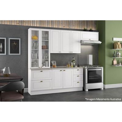 Armário Aéreo p/ Cozinha Americana 3 Portas 120cm Branco - Henn