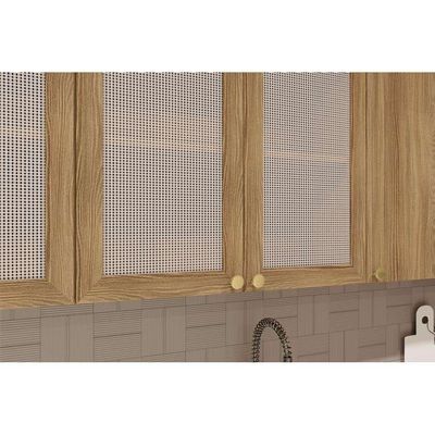 Armário Aéreo p/ Cozinha Botanic M633 2 Portas c/ Tela 80cm Nogueira - Kappesberg