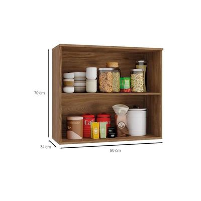 Armário Aéreo Cozinha Modulado Botanic M632 c/ 2 Portas 80cm Nogueira - Kappesberg