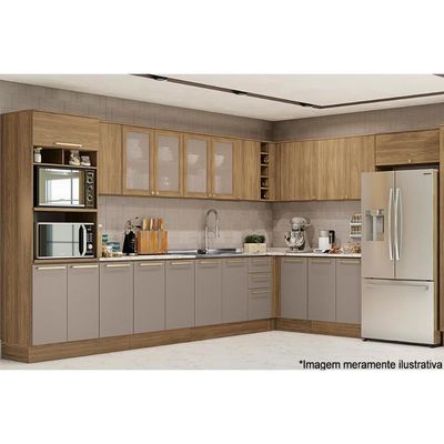 Armário Aéreo Cozinha Modulado Botanic M632 c/ 2 Portas 80cm Nogueira - Kappesberg