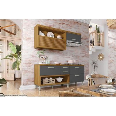Armário Aéreo Cozinha Modulado  Princesa c/ 2 Portas Freijo/Off White - Nesher