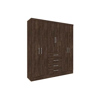 Guarda Roupa Solteiro Arizona c/ 6 Portas e 4 Gavetas Cinamomo - Tcil Móveis
