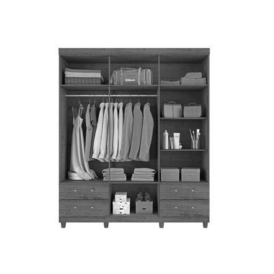 Guarda Roupa Solteiro 6 Portas e 4 Gavetas Canadá Branco - Conquista