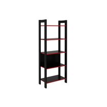 Multiuso Quarto Juvenil ME4166 c/ 5 Prateleiras Preto/Vermelho - Tecno Mobili