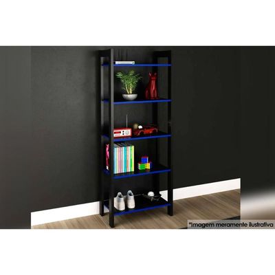 Multiuso Quarto Juvenil ME4166 c/ 5 Prateleiras Preto/Vermelho - Tecno Mobili