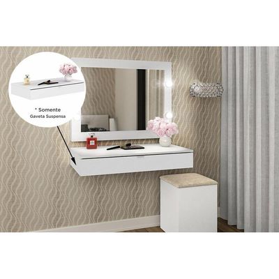 Penteadeira Camarim Juvenil Supensa PE-2004 c/ 1 Gaveta Branco - Tecno Mobili