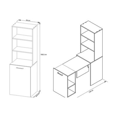 Mesa Multiuso Escritório Retrátil ME4171 c/ 5 Nichos Amêndoa - Tecno Mobili