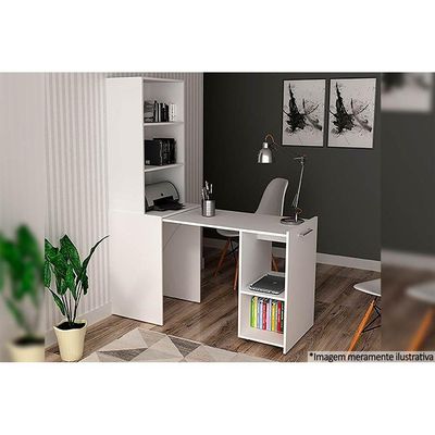 Mesa Multiuso Escritório Retrátil ME4171 c/ 5 Nichos Branco - Tecno Mobili