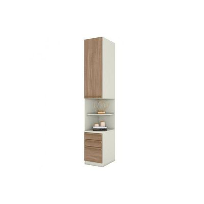 Módulo de Quarto Solteiro Mesa Cabeceira MC02 Seletto c/ 1 Porta e 3 Gavetas Areia/Jequitibá - Henn