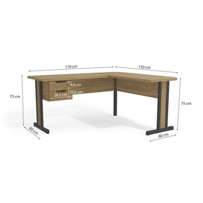 Mesa Notebook Escritório 1170A c/ 2 Gavetas Itapuã - Kappesberg
