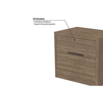 Mesa de Cabeceira Solteiro S822 c/ 2 Gavetas Polipropileno Branco - Kappesberg