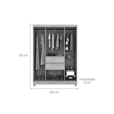 Guarda Roupa Solteiro 6 Portas e 2 Gavetas Ecom II Branco/Rosa - Demóbile