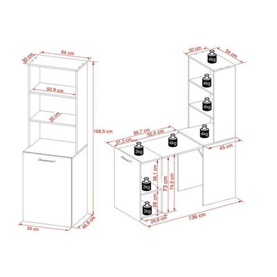 Mesa Multiuso Casal Retrátil ME4171 c/ 5 Nichos Branco - Tecno Mobili