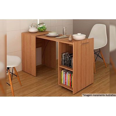 Mesa Multiuso Casal Retrátil ME4170 c/ 2 Nichos Amêndoa - Tecno Mobili