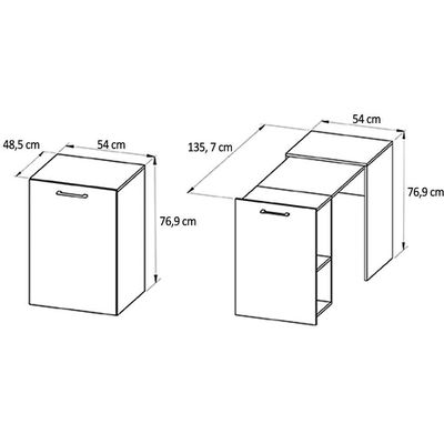 Mesa Multiuso Casal Retrátil ME4170 c/ 2 Nichos Amêndoa - Tecno Mobili